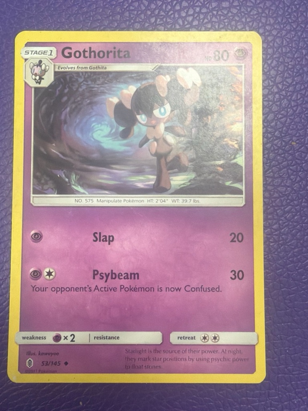 Pokemon Gothorita Pink Purple Yellow Trading Card